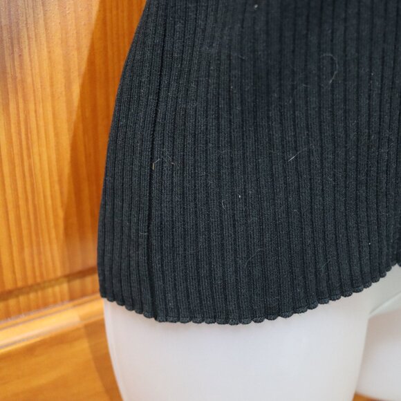 City Silk Vintage Black Pullover Sweater Beige Trim Flared Sleeve Y2K Large - Picture 8 of 14